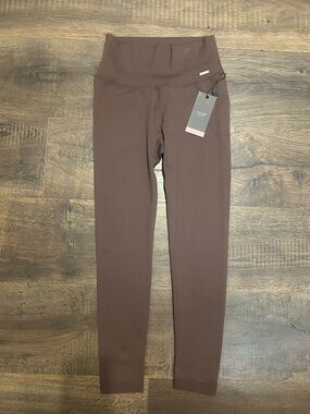 NWT LILIAS Brown Ribbed High-Waist Jogger Leggings size small